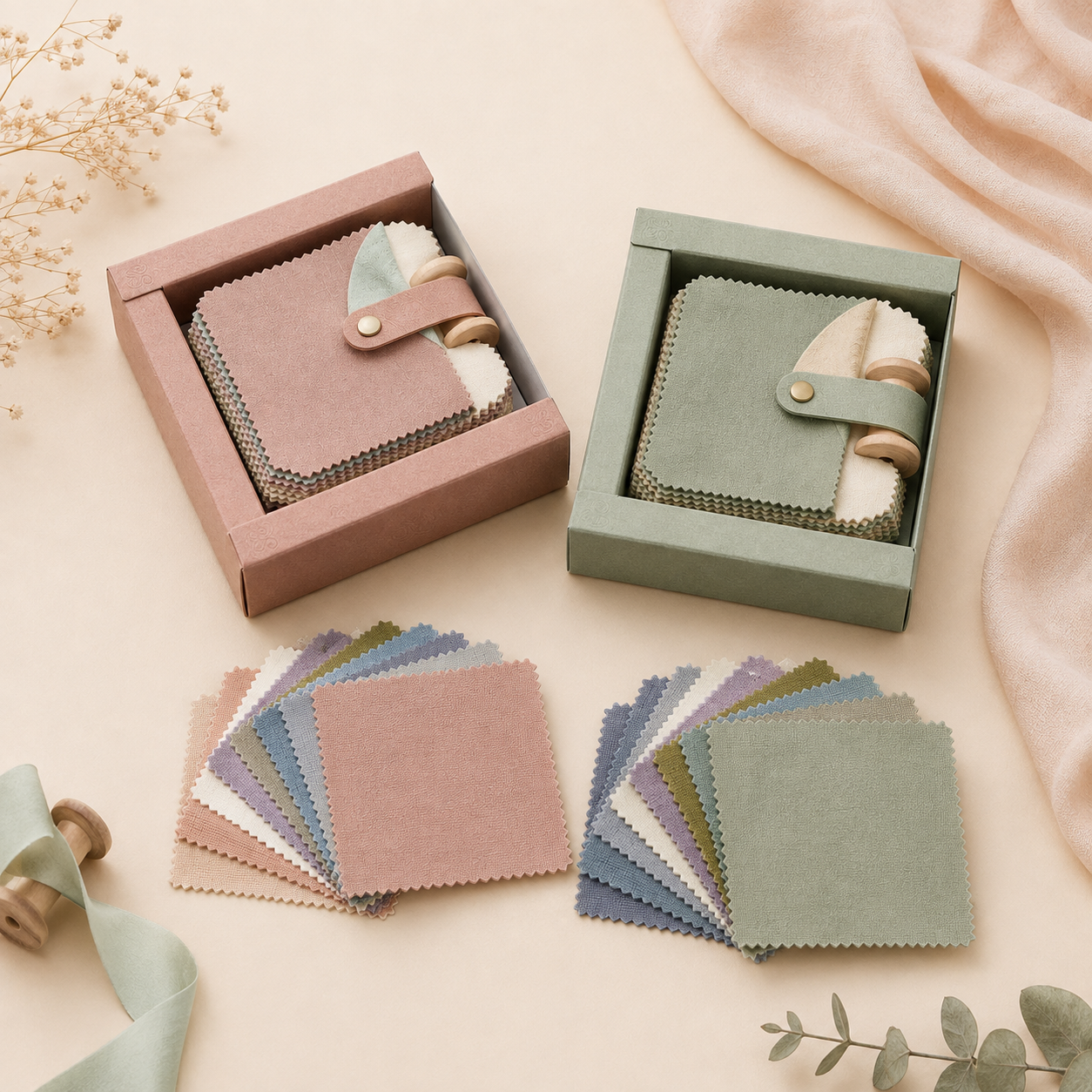 YajBakm™ Curated Morandi Collection Pre-Cut Fabric Swatch Set | Mixed-Fiber Aesthetic Sewing Squares for Quilting, Patchwork, DIY Crafts & Scrapbooking