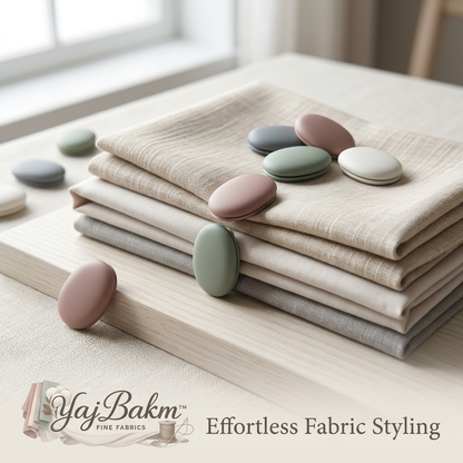 YajBakm™ Magnetic Fabric Pins - 8-Piece Matte No-Snag Styling Magnets for Sewing, Draping, & Photo Staging - Damage-Free Curtain & Linen Weights - Earthy Muted Tones
