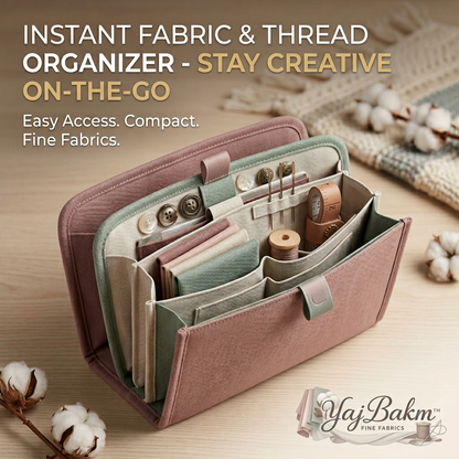 YajBakm™ Portable Fabric and Thread Organizer - Accordion Sewing Kit Storage Bag, Travel Craft Supply Caddy with Compartments for Needles, Thread Spools, Buttons & Measuring Tape | Compact & Stylish Sewing Organizer Case