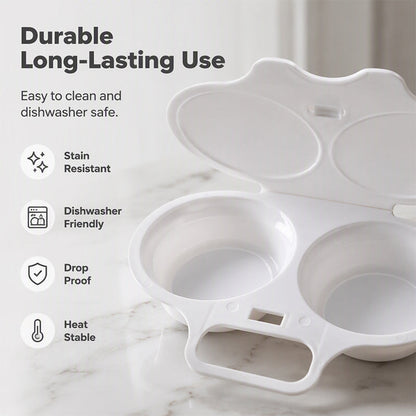 🥳2026 HOT SALE🥳💞50K+ SOLD! 🥗🎁Buy 1 Get 1 Free ! ! ! Microwave Egg Poacher——Dual‑cavity, non‑stick & easy clean. Healthier than frying – stock up & save! 🏠✅