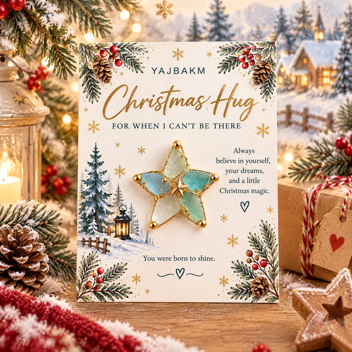 YAJBAK Christmas Hug Ornament Card 🎄 Heartwarming Holiday Gift For Family & Loved Ones