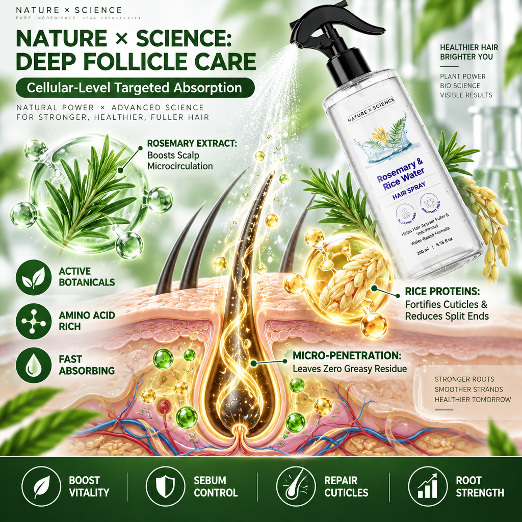 YAJBAKM Rosemary Rice Water Hair Mist for SoftSmooth Non Greasy Hair💪