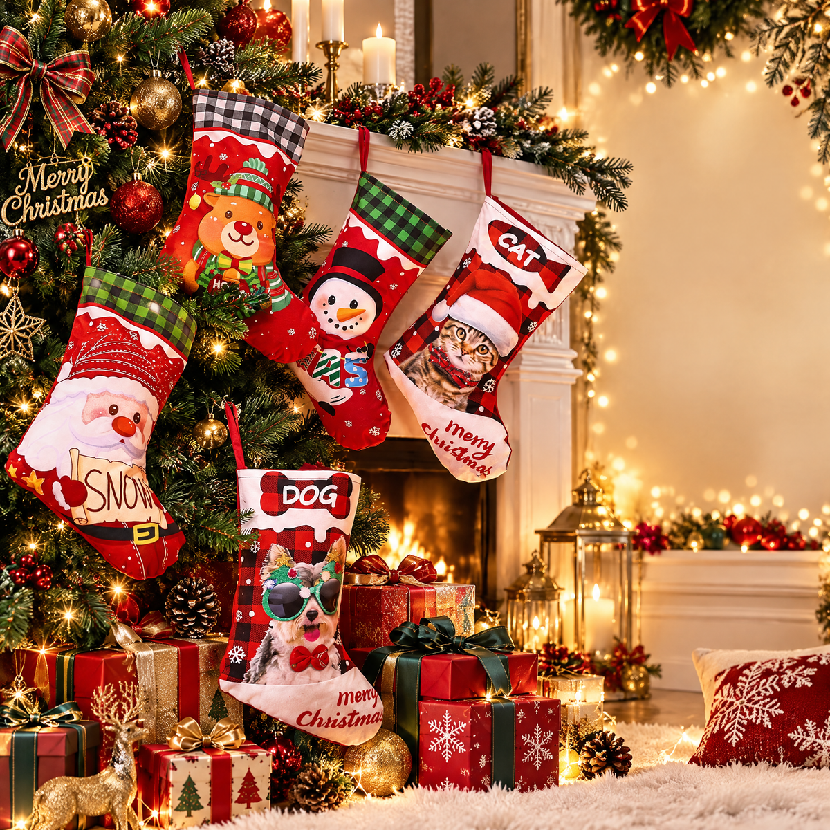 Christmas Stockings 2026 | Premium Holiday Stocking For Family Kids & Pets | Large Capacity Christmas Decoration