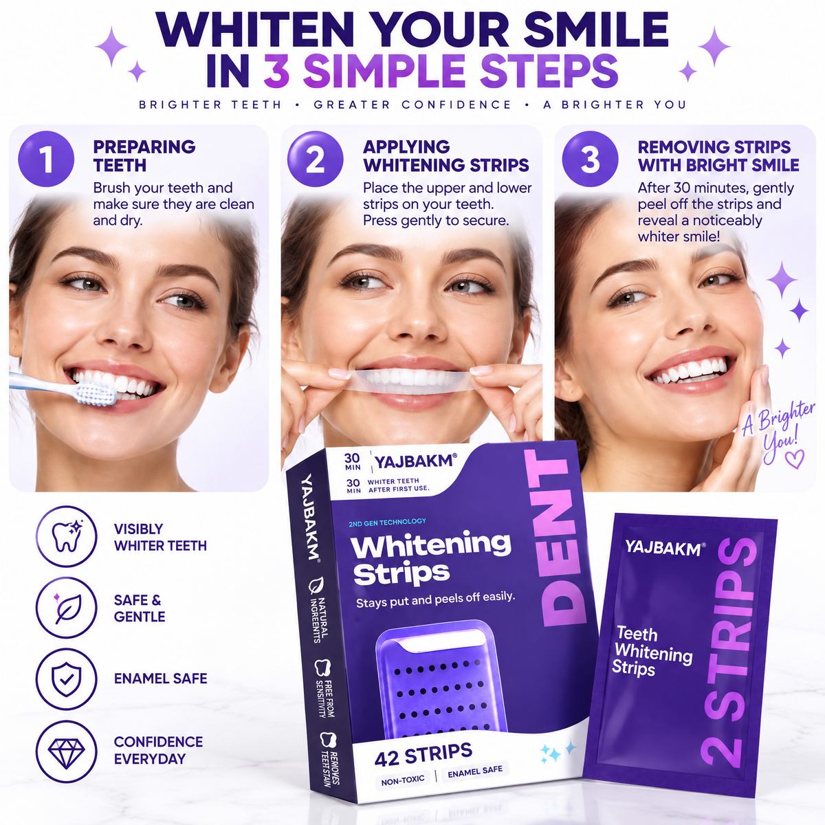 YAJBAKM 🦷Advanced Whitening Strips | Professional-Inspired Smile Care At Home