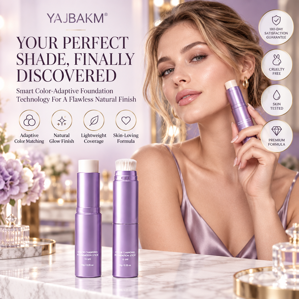 YAJBAKM® Color-Changing Foundation Stick Flawless Coverage in 30 Seconds. No Mess. No Brushes Needed. Built-in Brush + SPF 15