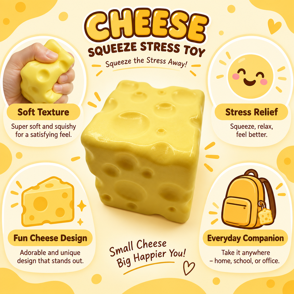 🧽YAJBAKCheese Squeeze Toy – Soft Stress Relief Sensory Toy for Kids & Adults