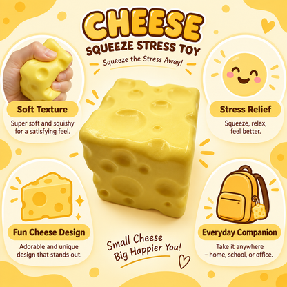 🧽YAJBAKCheese Squeeze Toy – Soft Stress Relief Sensory Toy for Kids & Adults