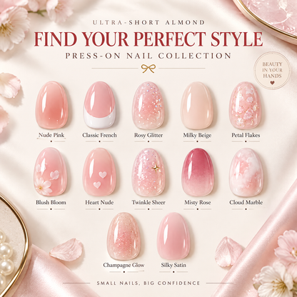 YAJBAKUltra-Short Almond Press-On Nails For Effortless Everyday Beauty💅