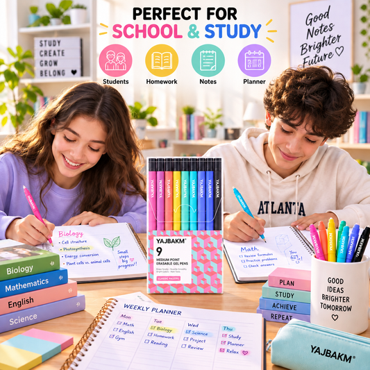 YAJBAKMErasable Gel Pens Set – Smooth Writing Pens with Quick Erase Ink for School, Office & Journaling💪
