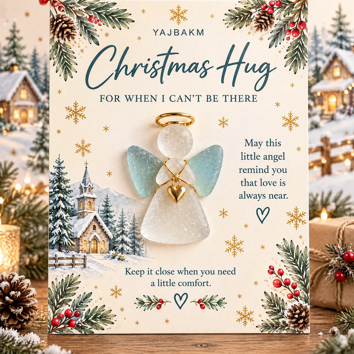 YAJBAK Christmas Hug Ornament Card 🎄 Heartwarming Holiday Gift For Family & Loved Ones