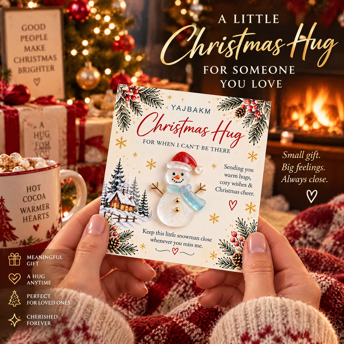 YAJBAK Christmas Hug Ornament Card 🎄 Heartwarming Holiday Gift For Family & Loved Ones