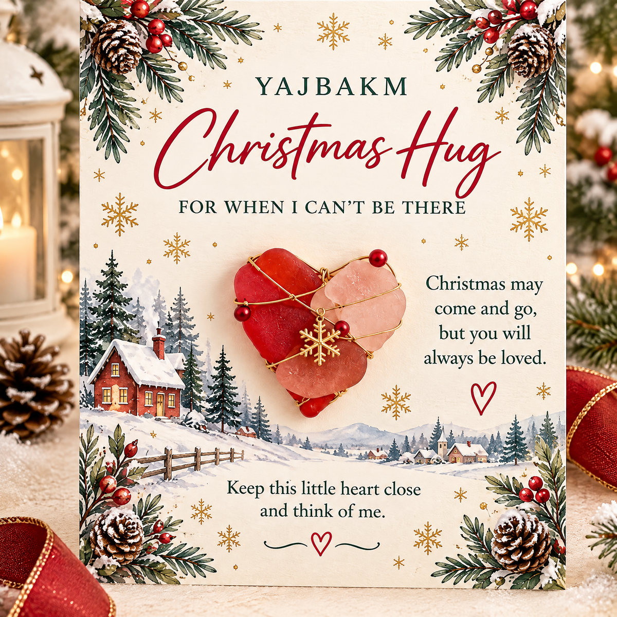 YAJBAK Christmas Hug Ornament Card 🎄 Heartwarming Holiday Gift For Family & Loved Ones