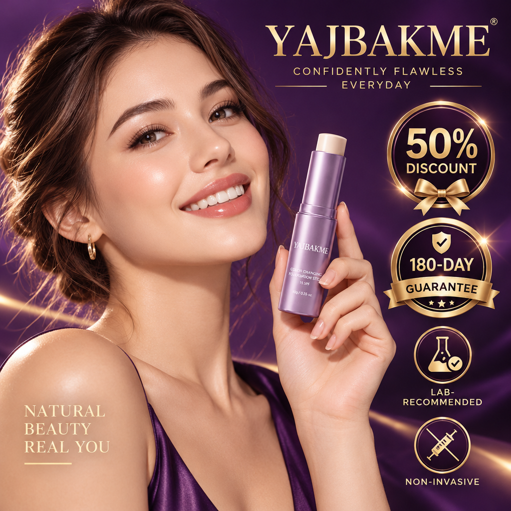 YAJBAKM® Color-Changing Foundation Stick Flawless Coverage in 30 Seconds. No Mess. No Brushes Needed. Built-in Brush + SPF 15