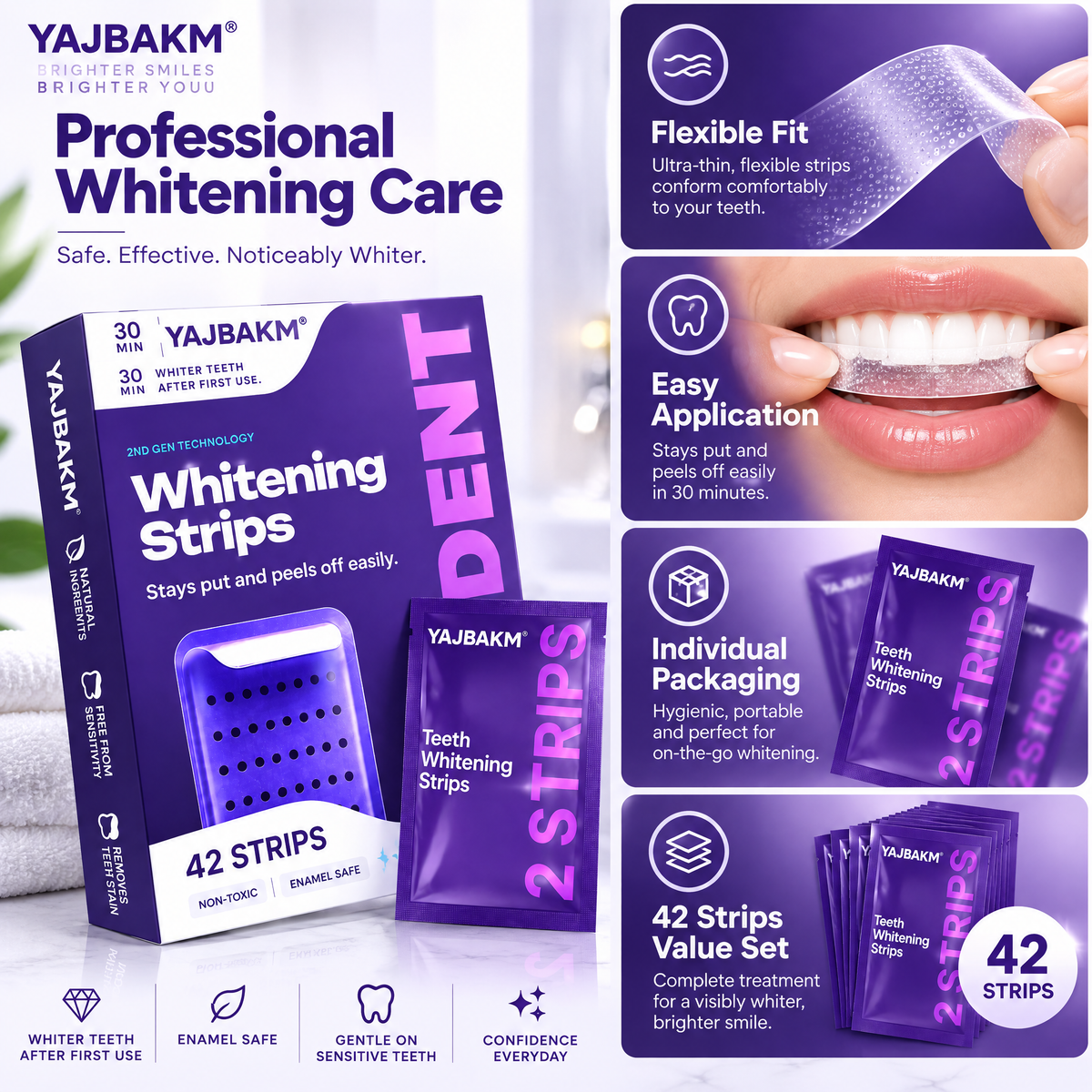 YAJBAKM 🦷Advanced Whitening Strips | Professional-Inspired Smile Care At Home