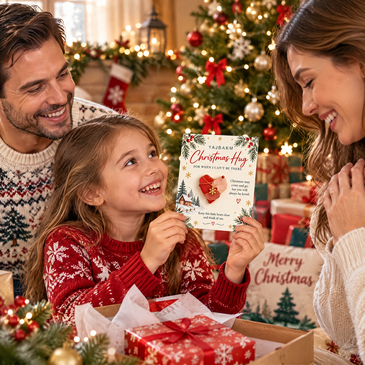YAJBAK Christmas Hug Ornament Card 🎄 Heartwarming Holiday Gift For Family & Loved Ones