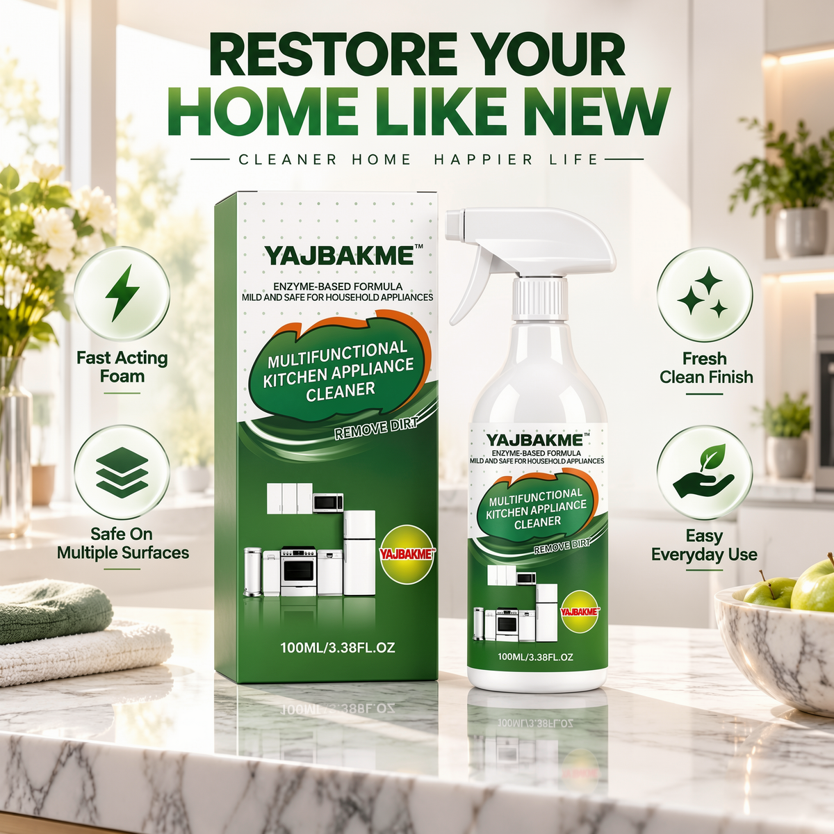 YAJBAKME™ Bring Your Furniture Back To Life Advanced Foam Cleaning Technology For A Fresh, Like-New Finish