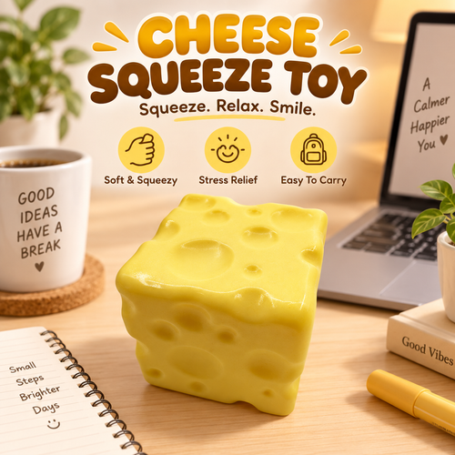 🧽YAJBAKCheese Squeeze Toy – Soft Stress Relief Sensory Toy for Kids & Adults