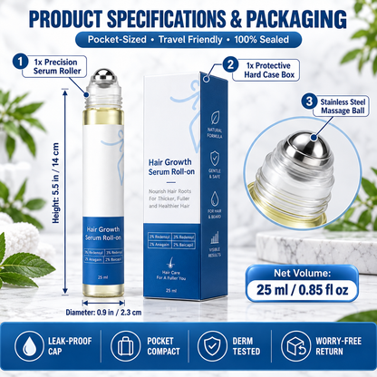 💎Advanced Hair Growth Roll-On Serum | 3% Rosemary | 2% Aminexil | 3% Redensy l 2% Anagain | Precision Scalp Applicator | Paraben & Sulphate Free | Non oily and mess free