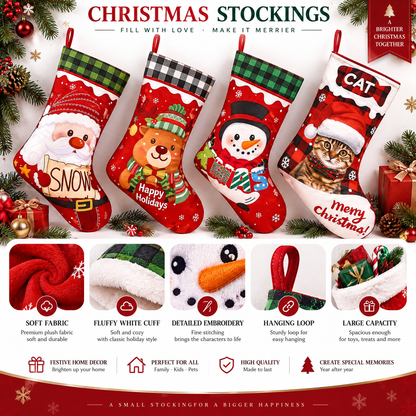 Christmas Stockings 2026 | Premium Holiday Stocking For Family Kids & Pets | Large Capacity Christmas Decoration