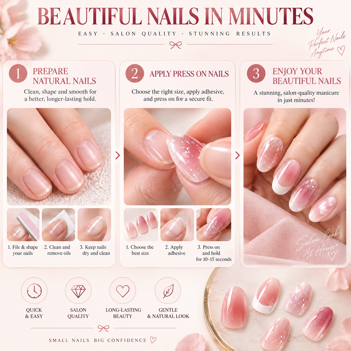 YAJBAKUltra-Short Almond Press-On Nails For Effortless Everyday Beauty💅