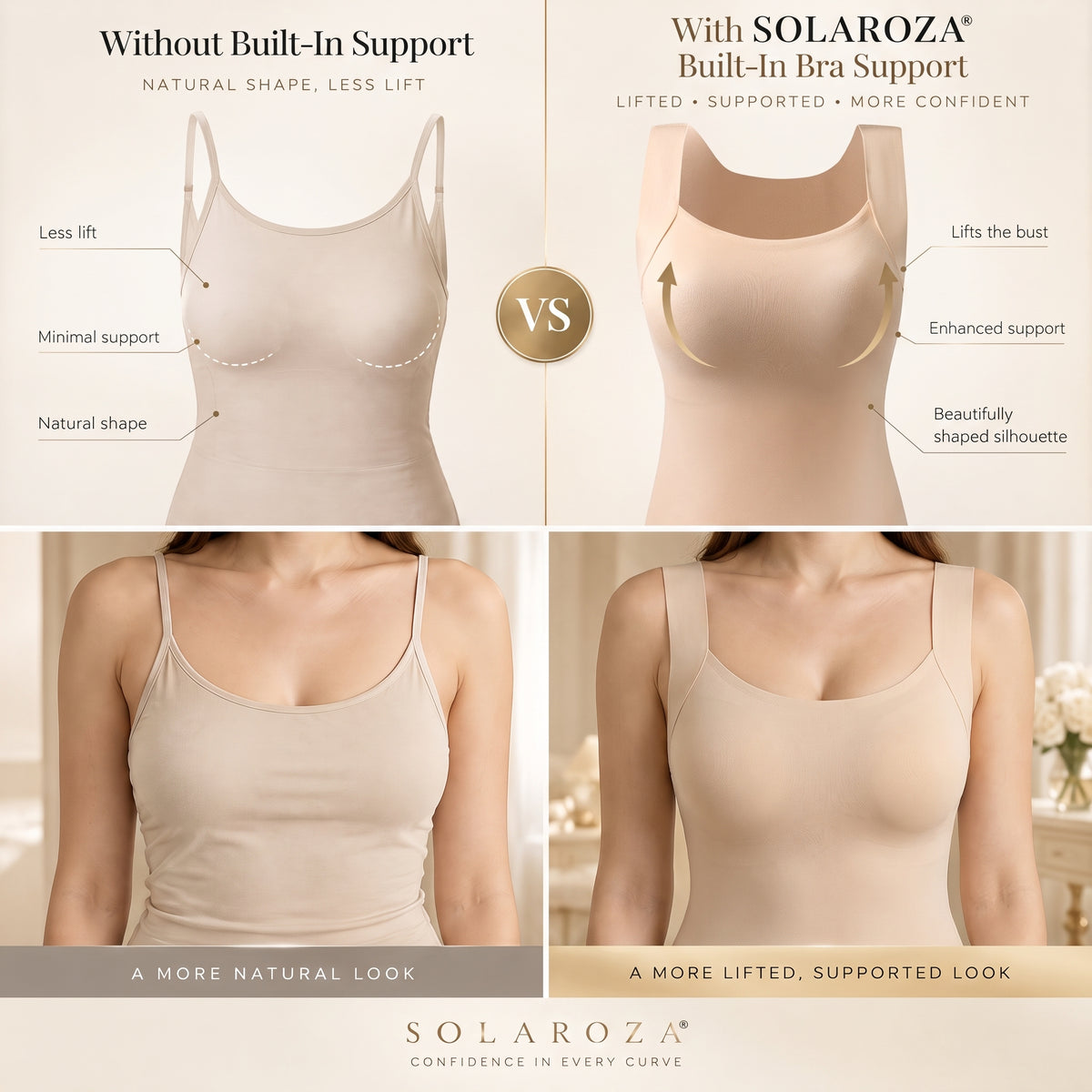 👵Solaroza® Built-In Bra Shaping Camisole – Seamless Comfort & Sculpting Support