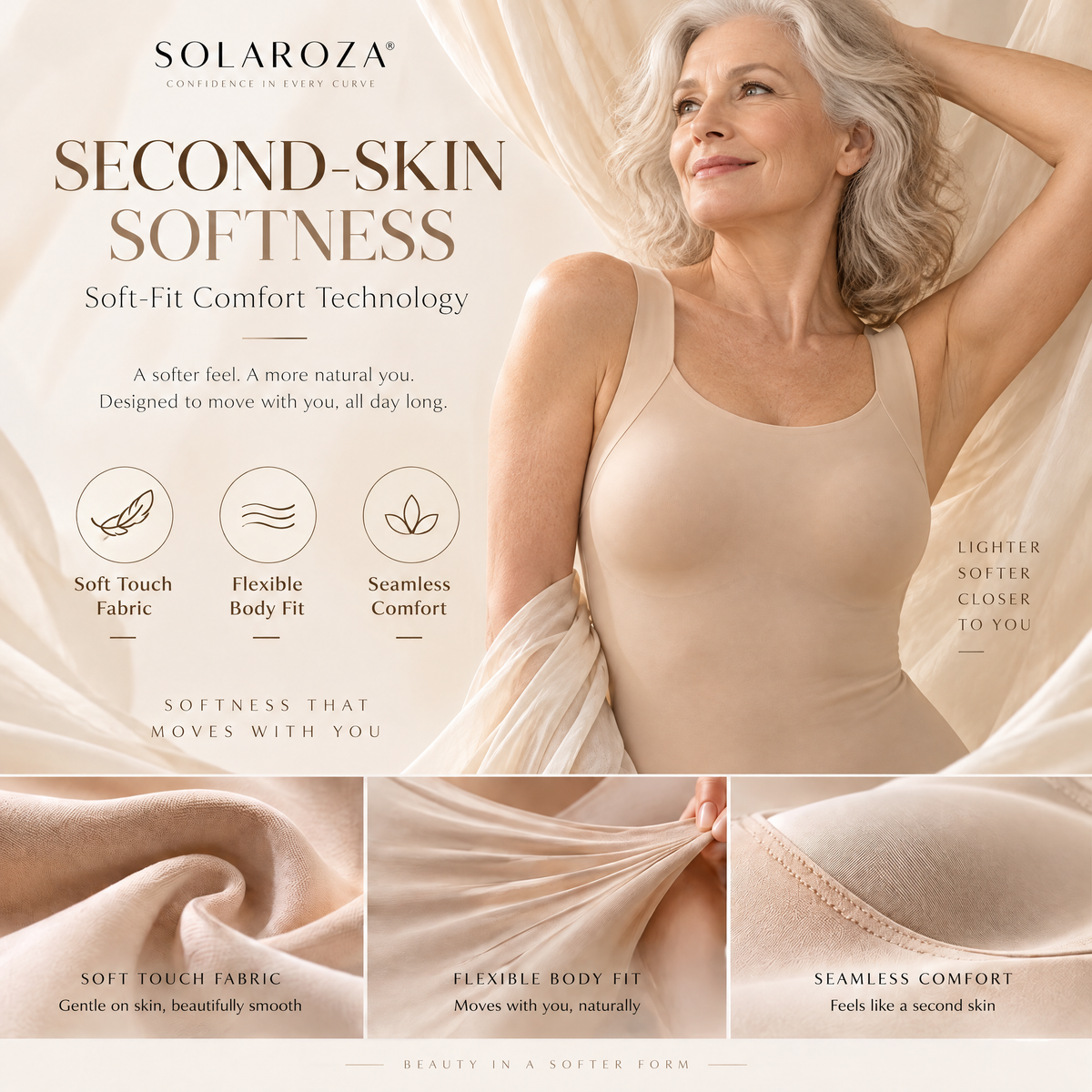 👵Solaroza® Built-In Bra Shaping Camisole – Seamless Comfort & Sculpting Support